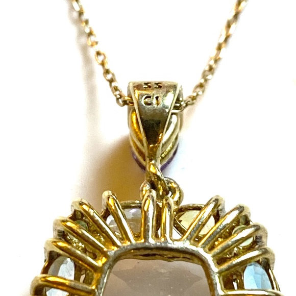 Gold Over Sterling Silver Genuine Pink Quartz Necklace - Picture 5 of 9